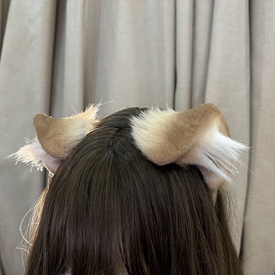 Pink and White/Black and White/Khaki Kitty Plush Ears Design KC