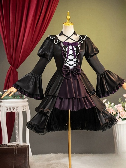 Puella Magi Madoka Magica Homura Akemi Cosplay Costume Lolita Dress Fullset