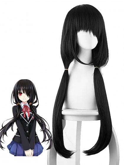 Date A Live Kurumi Tokisaki Cosplay Black Long Wig