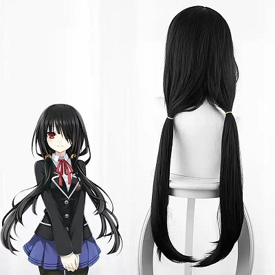 Date A Live Kurumi Tokisaki Cosplay Black Long Wig