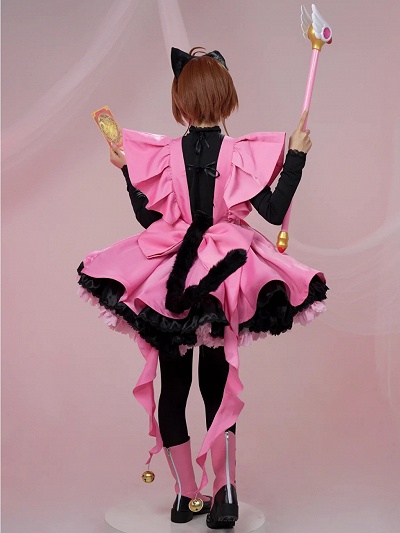 Cardcaptor Sakura Sakura Kinomoto Cosplay Costume Pink Battle Costume