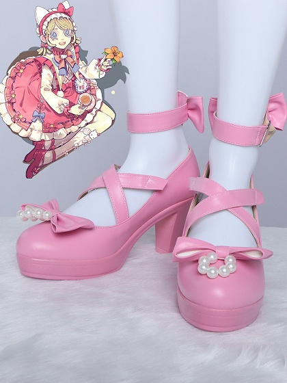 Identity V Gardener Emma Woods Cosplay Shoes Hello Kitty Dream Costume Pink High Heels
