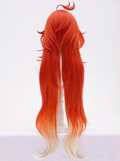 Genshin Impact Mavuika Orange and Beige Long Cosplay Wig 