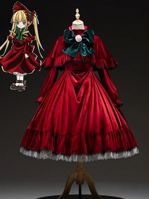 Rozen Maiden Shinku Cosplay Costume Red Velvet Lolita Dress Fullset