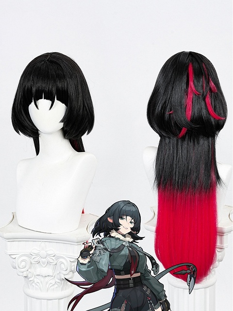 Zenless Zone Zero Jane Doe Cosplay Wig Black and Red Ombre Hair Color Wig
