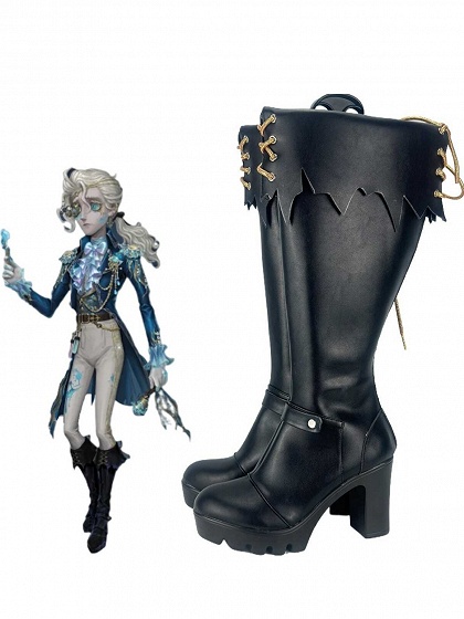 Identity V Composer Frederick Kreiburg Cosplay Shoes Phantom Sail Costume Black Boots