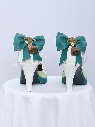 Genshin Impact Emilie Cosplay Shoes Green High Heels