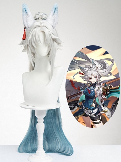 Honkai: Star Rail Feixiao Cosplay Wig White and Blue Ombre Hair Color Wig