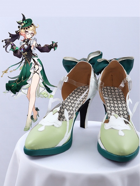Genshin Impact Emilie Cosplay Shoes Green High Heels