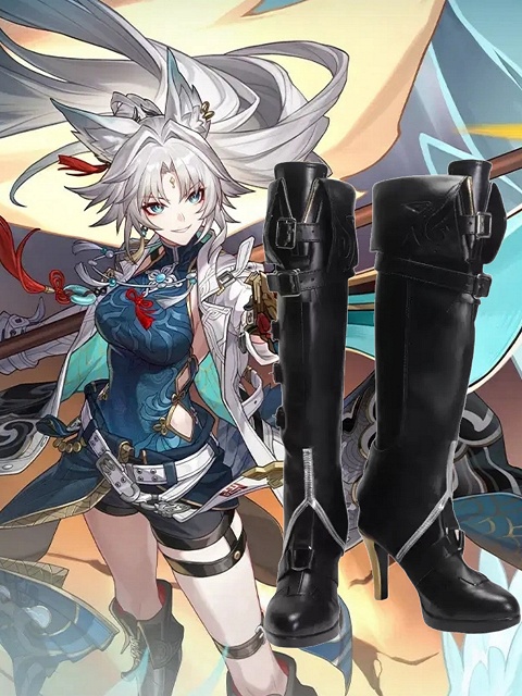 Honkai: Star Rail Feixiao Cosplay Shoes Black PU Boots