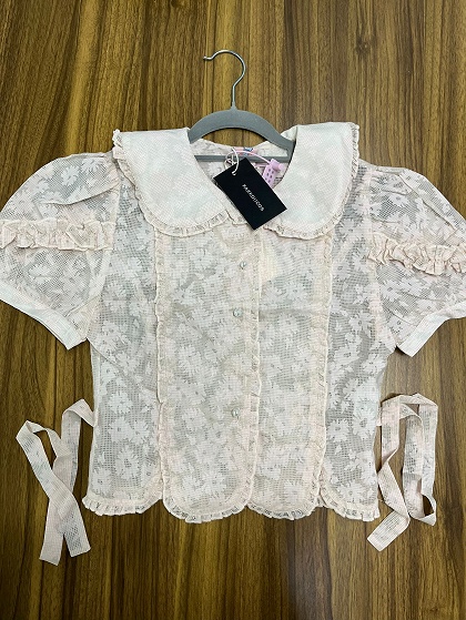 Kakkoiicos Peter Pan Collar Puff Short Sleeves Shirt
