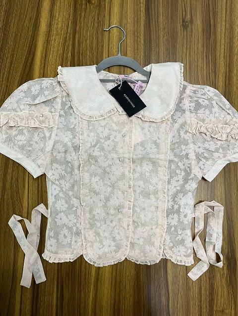 Kakkoiicos Peter Pan Collar Puff Short Sleeves Shirt