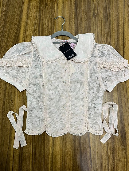 Kakkoiicos Peter Pan Collar Puff Short Sleeves Shirt